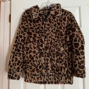 SHEIN Leopard Fur Jacket